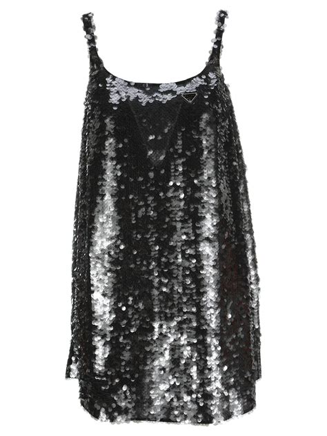 prada black dress pink satin|prada black sequin dress.